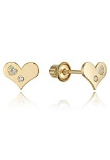 stunning teeny cz heart screw back earrings for babies